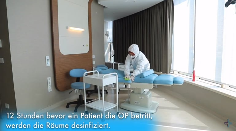 The disinfection of the treatment rooms are carried out by trained specialists